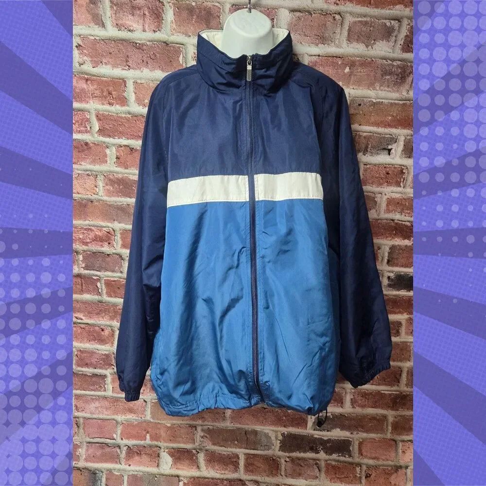 Men’s Columbia Blue Black Full‎ Zip Sweater Jacket L Soft Mock Neck Pockets
